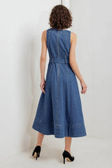POET’S MUSE DENIM WOVEN MIDI DRESS - Flying Tomato - Flyclothing LLC
