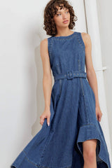 POET’S MUSE DENIM WOVEN MIDI DRESS - Flying Tomato - Flyclothing LLC