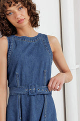 POET’S MUSE DENIM WOVEN MIDI DRESS - Flying Tomato - Flyclothing LLC