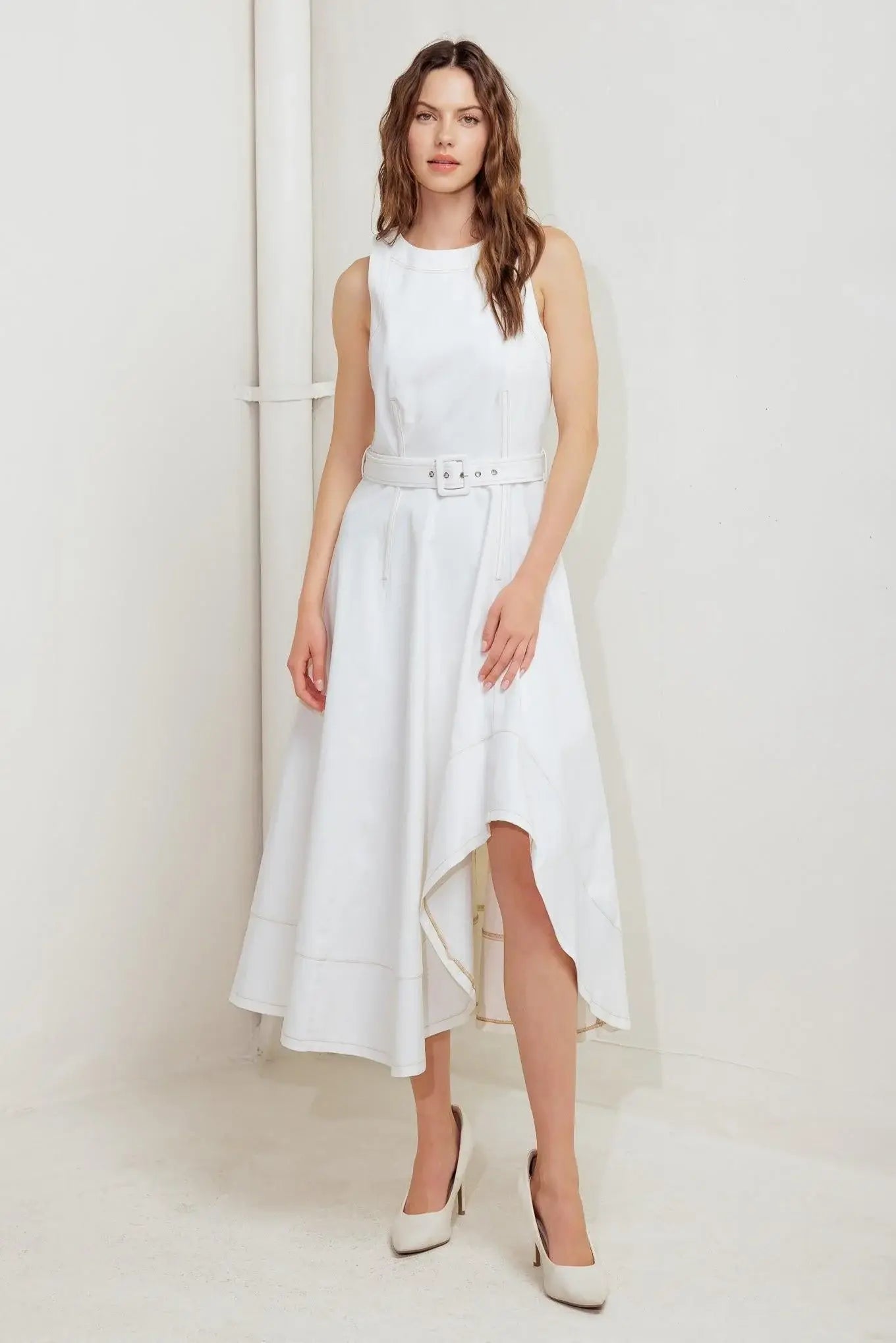POET’S MUSE WOVEN MIDI DRESS - Flying Tomato - Flyclothing LLC