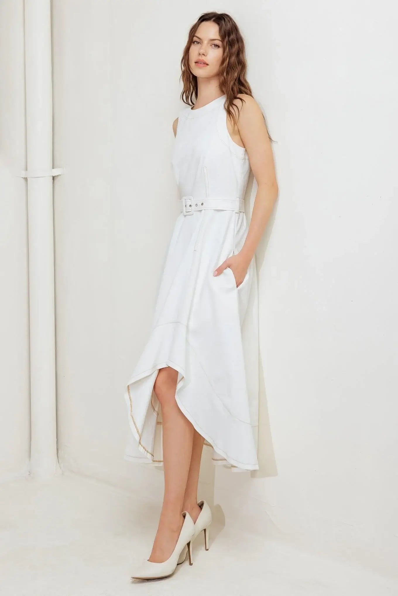 POET’S MUSE WOVEN MIDI DRESS - Flying Tomato - Flyclothing LLC