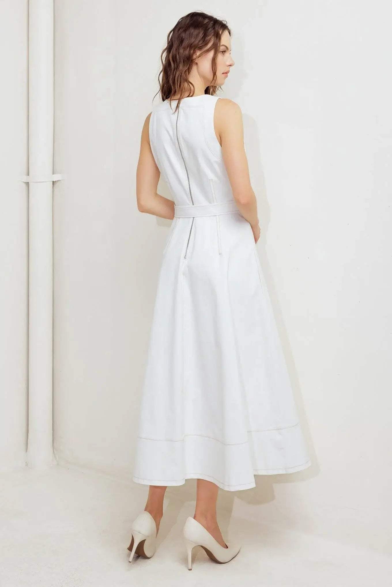 POET’S MUSE WOVEN MIDI DRESS - Flying Tomato - Flyclothing LLC