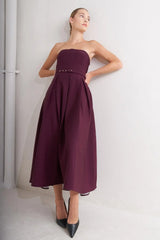 OPERA WINE WOVEN MIDI DRESS - Flying Tomato - Flyclothing LLC
