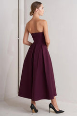 OPERA WINE WOVEN MIDI DRESS - Flying Tomato - Flyclothing LLC