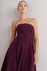 OPERA WINE WOVEN MIDI DRESS - Flying Tomato - Flyclothing LLC