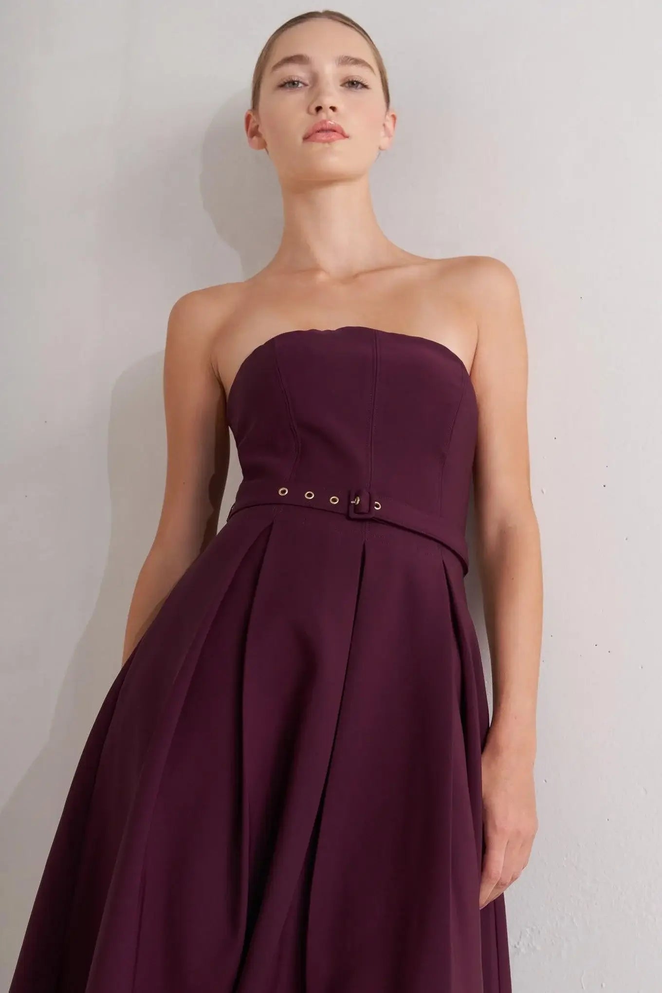 OPERA WINE WOVEN MIDI DRESS - Flying Tomato - Flyclothing LLC