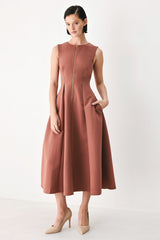 CLAY MODERN SWAY WOVEN MIDI DRESS