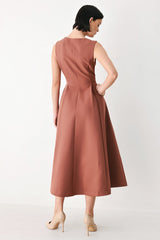 CLAY MODERN SWAY WOVEN MIDI DRESS