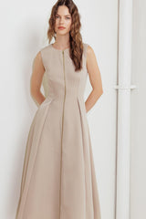 ZIP & FLOW WOVEN MIDI DRESS - Flying Tomato - Flyclothing LLC