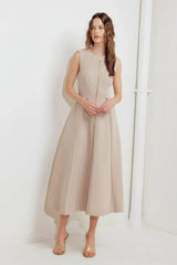 ZIP & FLOW WOVEN MIDI DRESS - Flying Tomato - Flyclothing LLC