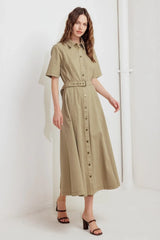 TERRACOTTA TRAIL WOVEN MIDI DRESS - Flying Tomato - Flyclothing LLC
