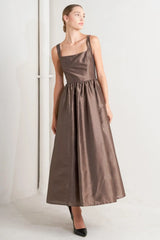 CAFÉ LUSTER WOVEN MIDI DRESS - Flying Tomato - Flyclothing LLC