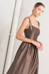 CAFÉ LUSTER WOVEN MIDI DRESS - Flying Tomato - Flyclothing LLC
