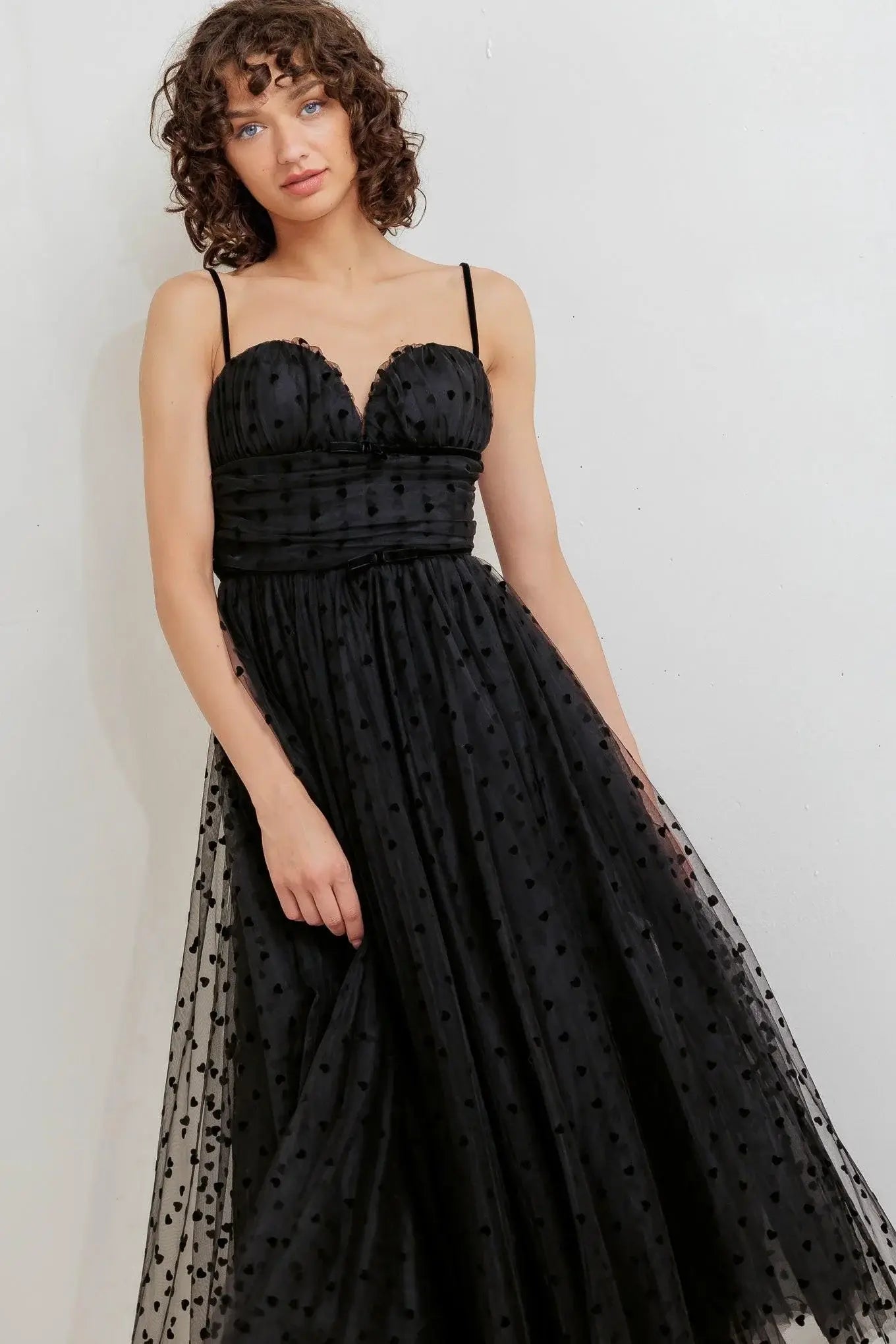 HEART DOT BALLET TULLE MIDI DRESS - Flying Tomato - Flyclothing LLC