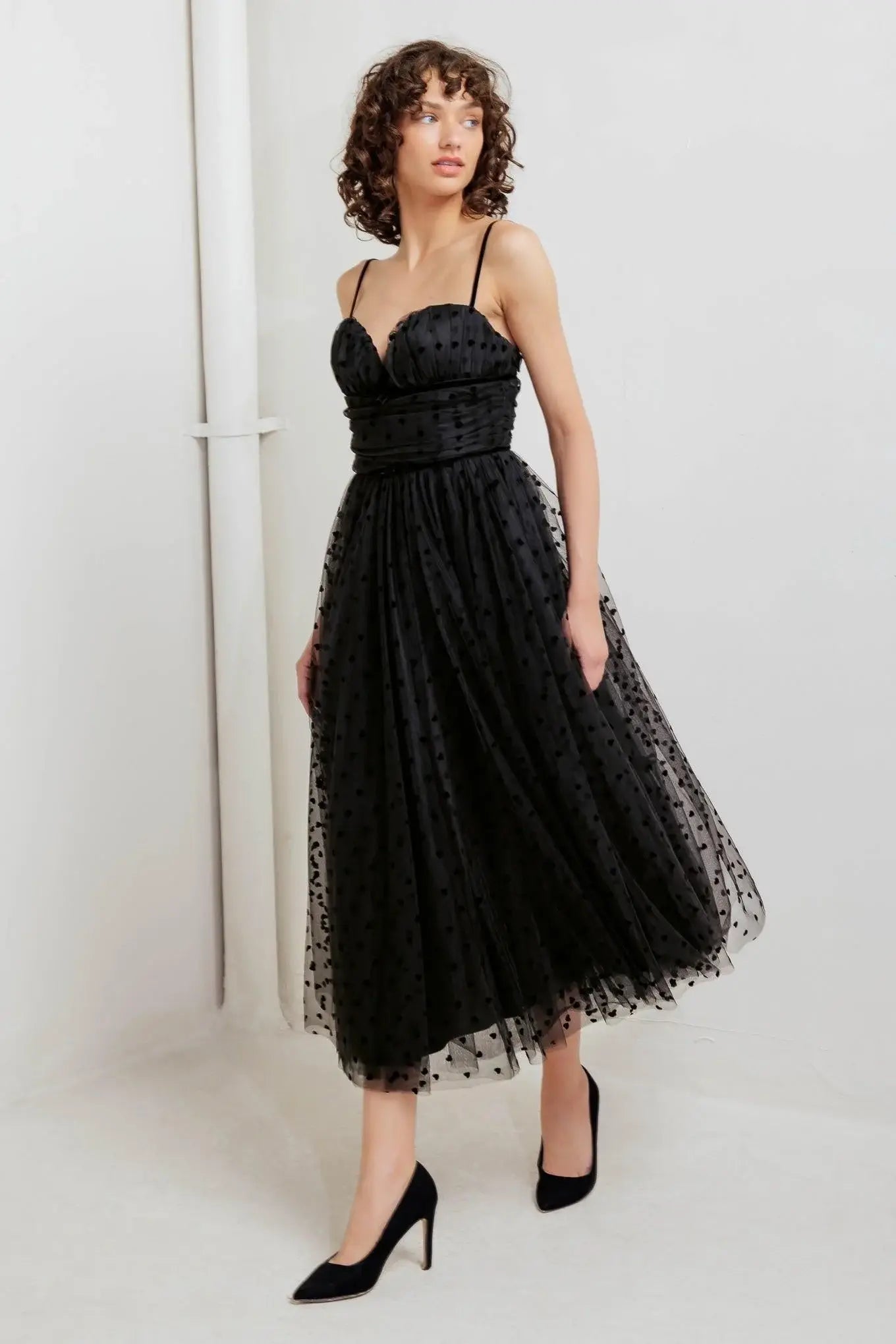 HEART DOT BALLET TULLE MIDI DRESS - Flying Tomato - Flyclothing LLC