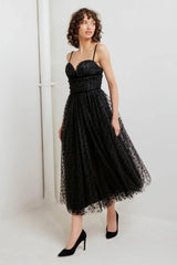 HEART DOT BALLET TULLE MIDI DRESS - Flying Tomato - Flyclothing LLC