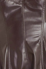 ESPRESSO DIVA FAUX LEATHER MIDI DRESS - Flying Tomato - Flyclothing LLC