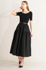 SADDLE BREEZE BLACK MIDI DRESS - Flying Tomato - Flyclothing LLC