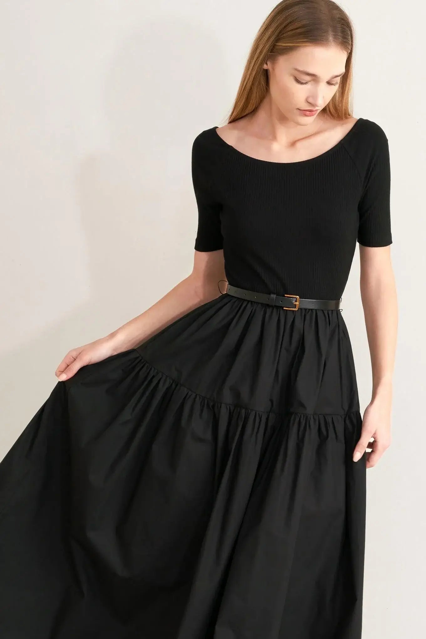 SADDLE BREEZE BLACK MIDI DRESS - Flying Tomato - Flyclothing LLC