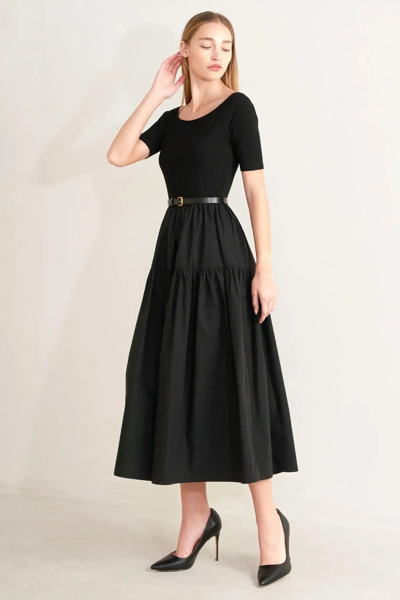 SADDLE BREEZE BLACK MIDI DRESS - Flying Tomato - Flyclothing LLC