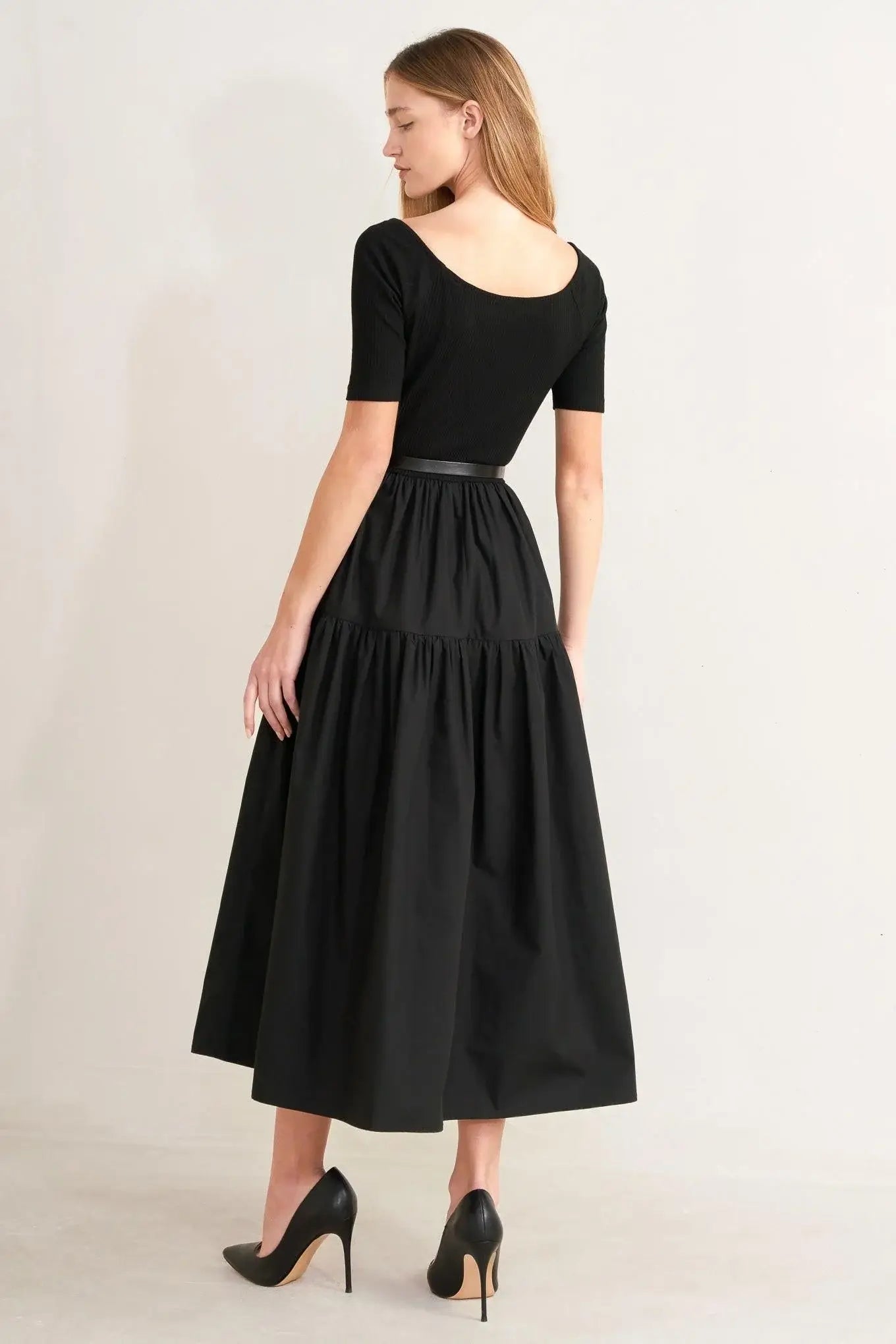 SADDLE BREEZE BLACK MIDI DRESS - Flying Tomato - Flyclothing LLC