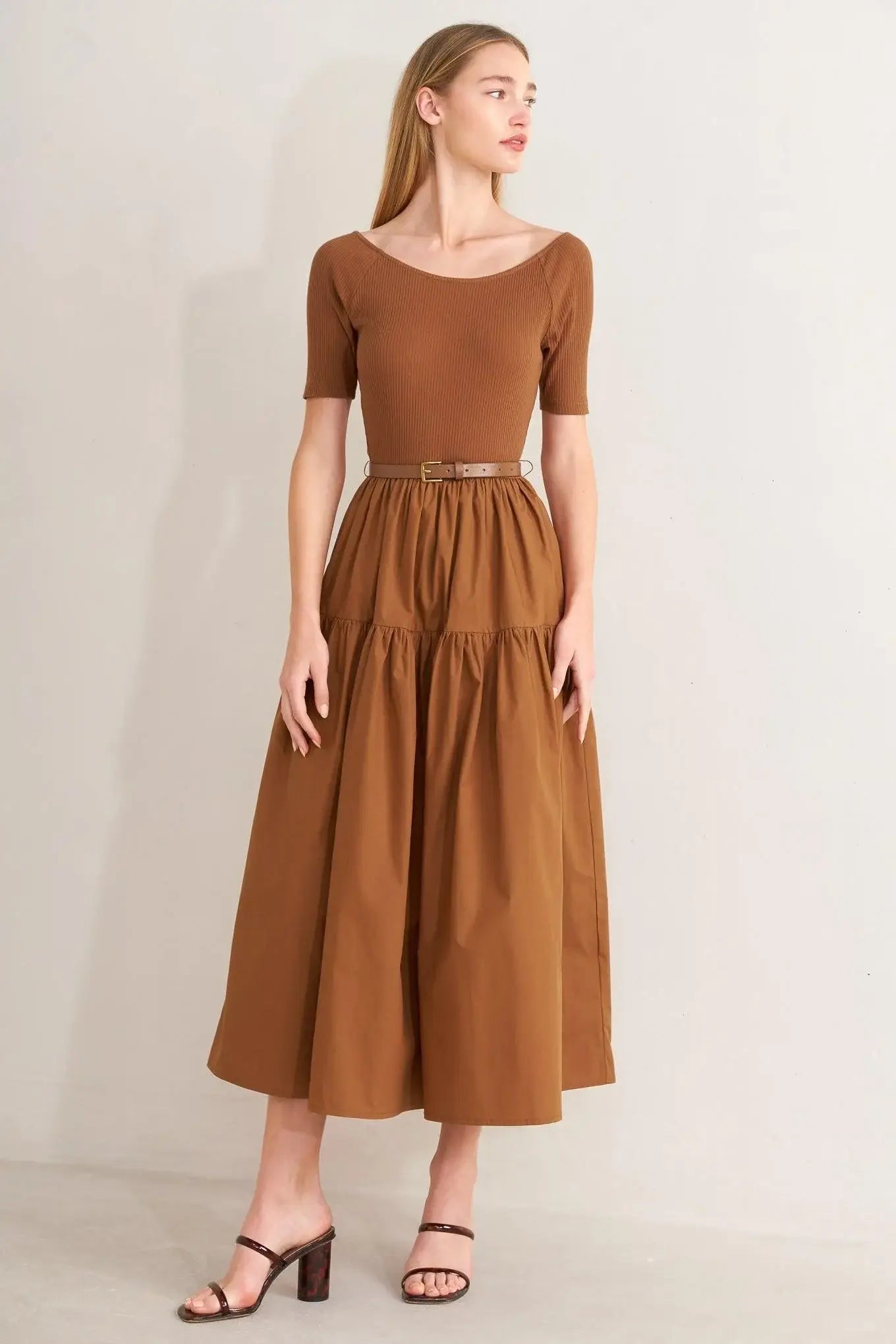SADDLE BREEZE RUST MIDI DRESS - Flying Tomato - Flyclothing LLC