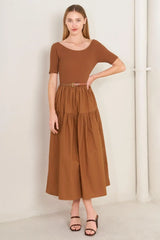 SADDLE BREEZE RUST MIDI DRESS - Flying Tomato - Flyclothing LLC
