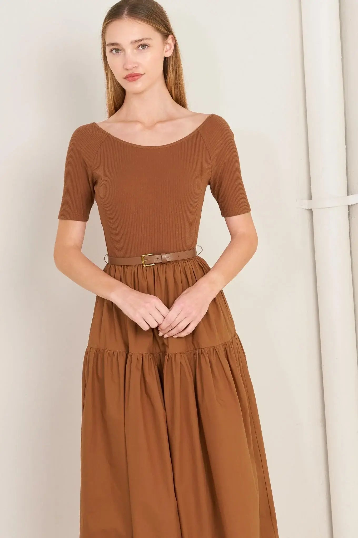 SADDLE BREEZE RUST MIDI DRESS - Flying Tomato - Flyclothing LLC
