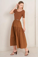SADDLE BREEZE RUST MIDI DRESS - Flying Tomato - Flyclothing LLC
