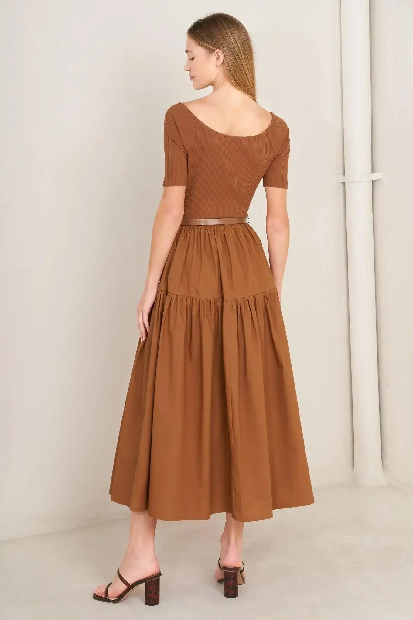 SADDLE BREEZE RUST MIDI DRESS - Flying Tomato - Flyclothing LLC
