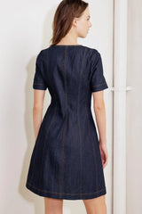 INDIGO TEMPO DENIM MINI DRESS - Flying Tomato - Flyclothing LLC