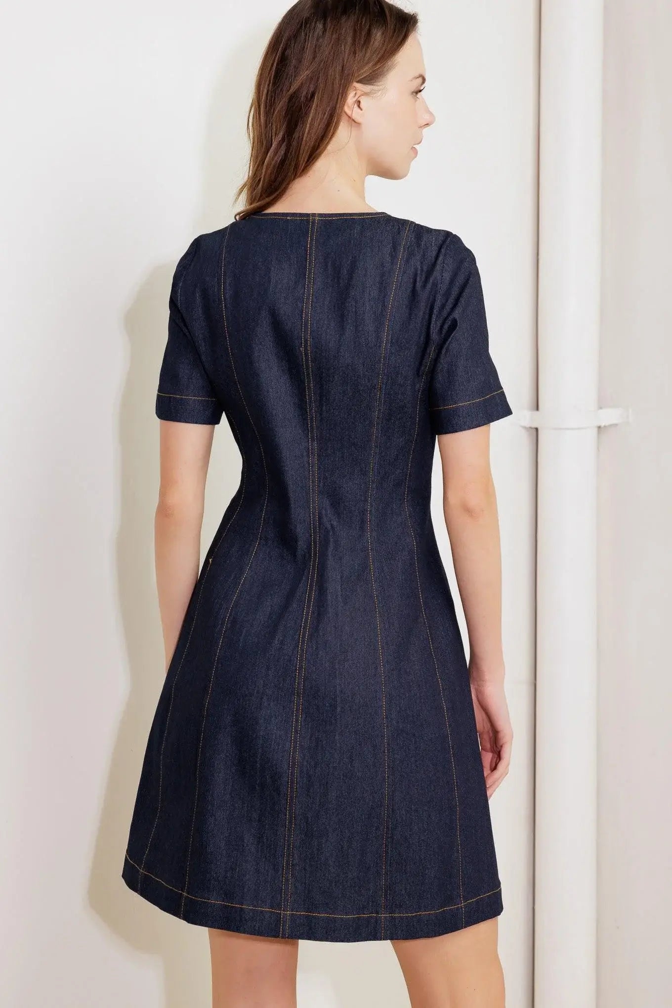 INDIGO TEMPO DENIM MINI DRESS - Flying Tomato - Flyclothing LLC