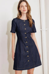 INDIGO TEMPO DENIM MINI DRESS - Flying Tomato - Flyclothing LLC