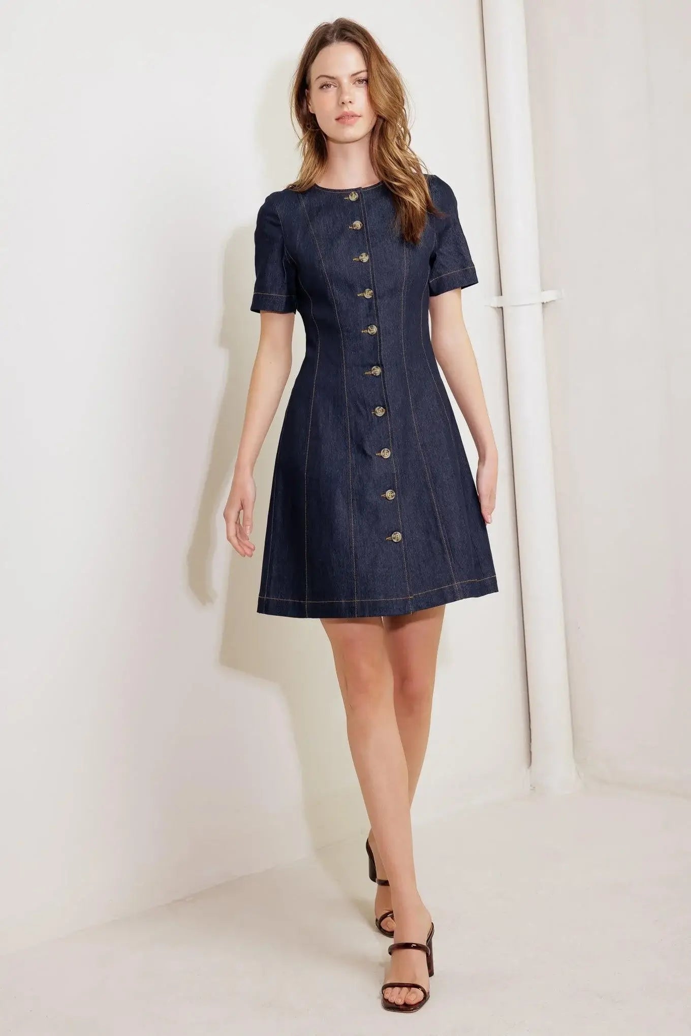 INDIGO TEMPO DENIM MINI DRESS - Flying Tomato - Flyclothing LLC