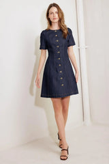 INDIGO TEMPO DENIM MINI DRESS - Flying Tomato - Flyclothing LLC
