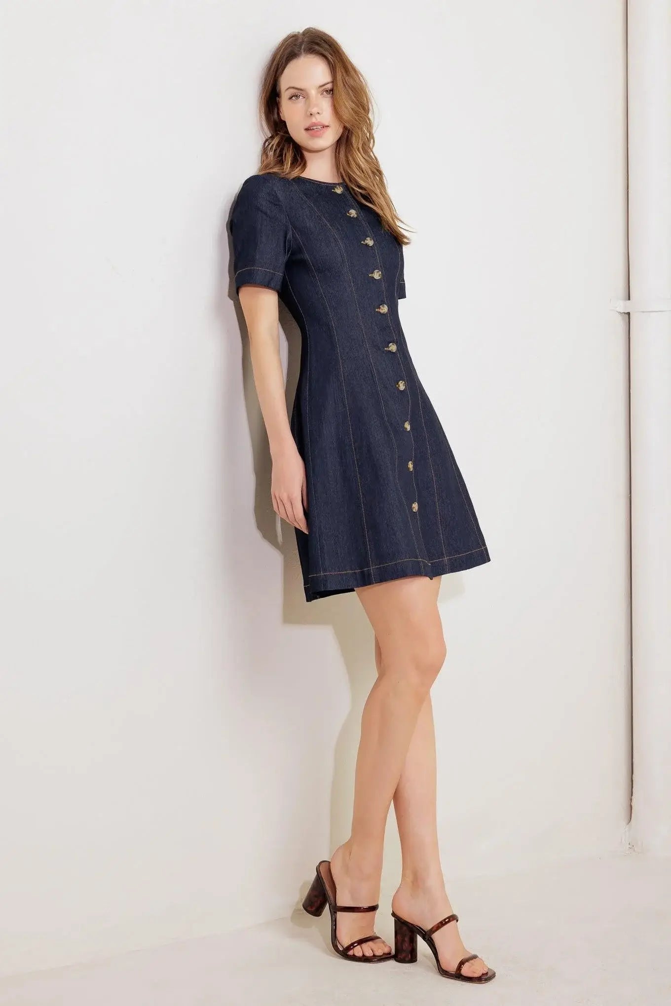 INDIGO TEMPO DENIM MINI DRESS - Flying Tomato - Flyclothing LLC