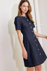 INDIGO TEMPO DENIM MINI DRESS - Flying Tomato - Flyclothing LLC