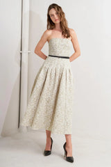 WHISPER LEAF WOVEN MIDI DRESS - Flying Tomato - Flyclothing LLC