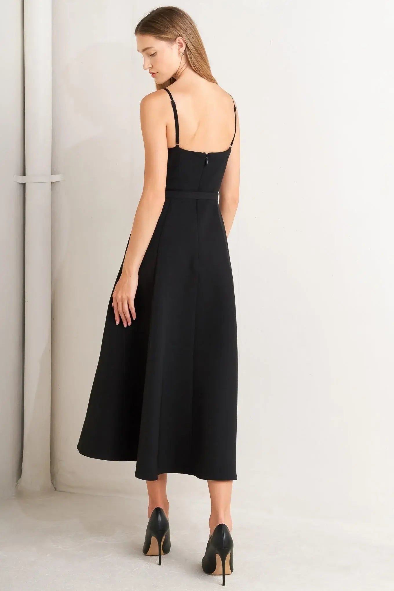 MIDNIGHT TUX WOVEN MIDI DRESS - Flying Tomato - Flyclothing LLC