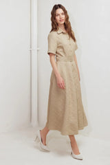 NEUTRAL CHIC WOVEN MIDI DRESS - Flying Tomato - Flyclothing LLC