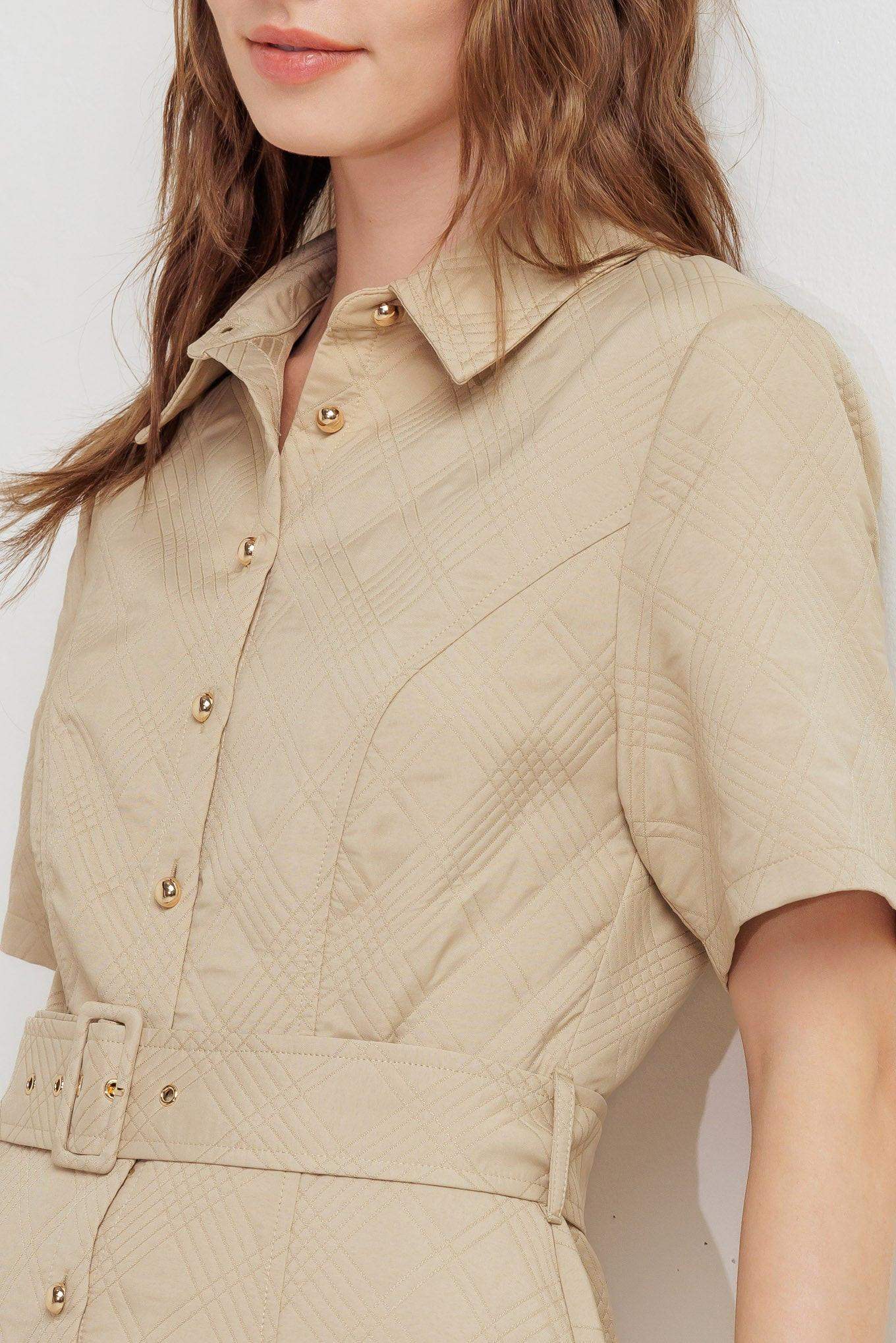 NEUTRAL CHIC WOVEN MIDI DRESS - Flying Tomato - Flyclothing LLC