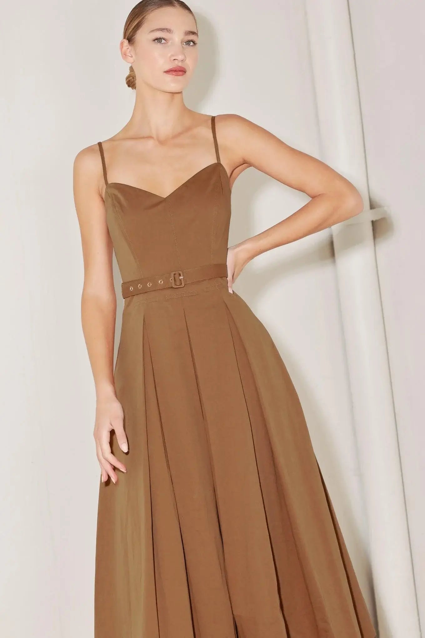 SUNSET SILHOUETTE WOVEN MIDI DRESS - Flying Tomato - Flyclothing LLC