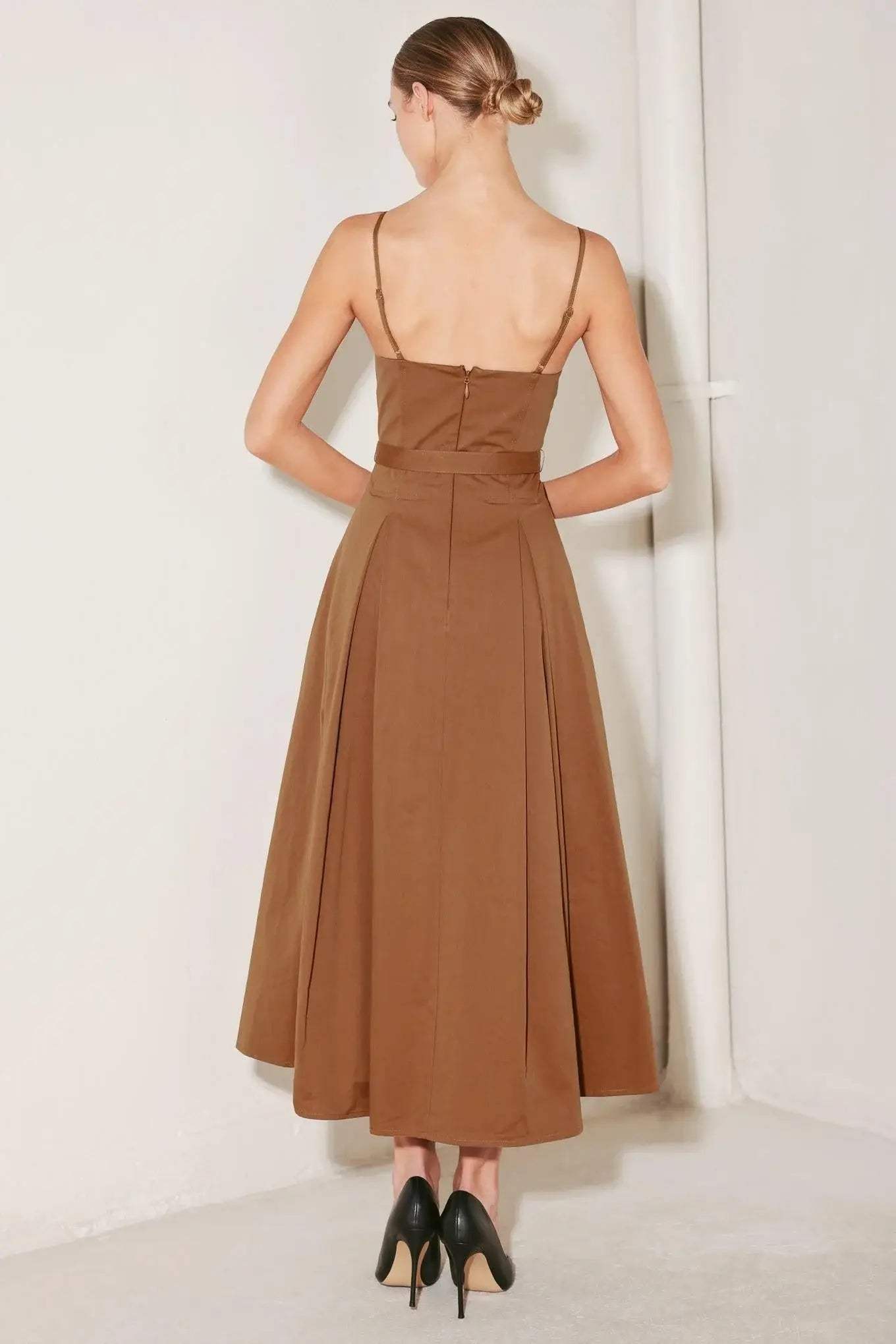 SUNSET SILHOUETTE WOVEN MIDI DRESS - Flying Tomato - Flyclothing LLC