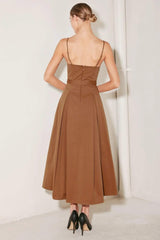 SUNSET SILHOUETTE WOVEN MIDI DRESS - Flying Tomato - Flyclothing LLC