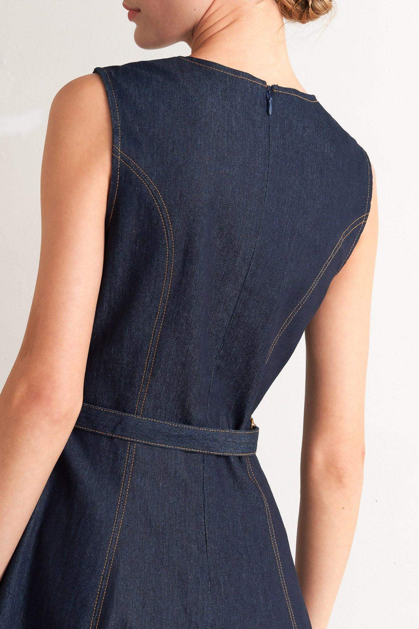 MODERN DARK DENIM MIDI DRESS - Flying Tomato - Flyclothing LLC