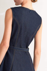 MODERN DARK DENIM MIDI DRESS - Flying Tomato - Flyclothing LLC