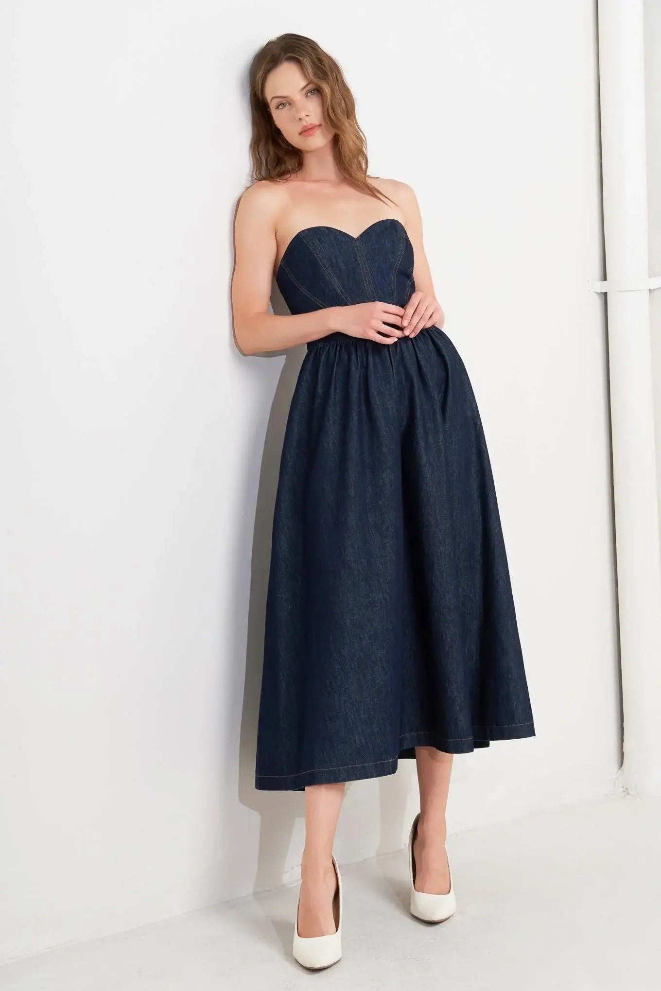VINTAGE SIREN DENIM MIDI DRESS - Flying Tomato - Flyclothing LLC