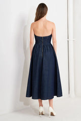 VINTAGE SIREN DENIM MIDI DRESS - Flying Tomato - Flyclothing LLC