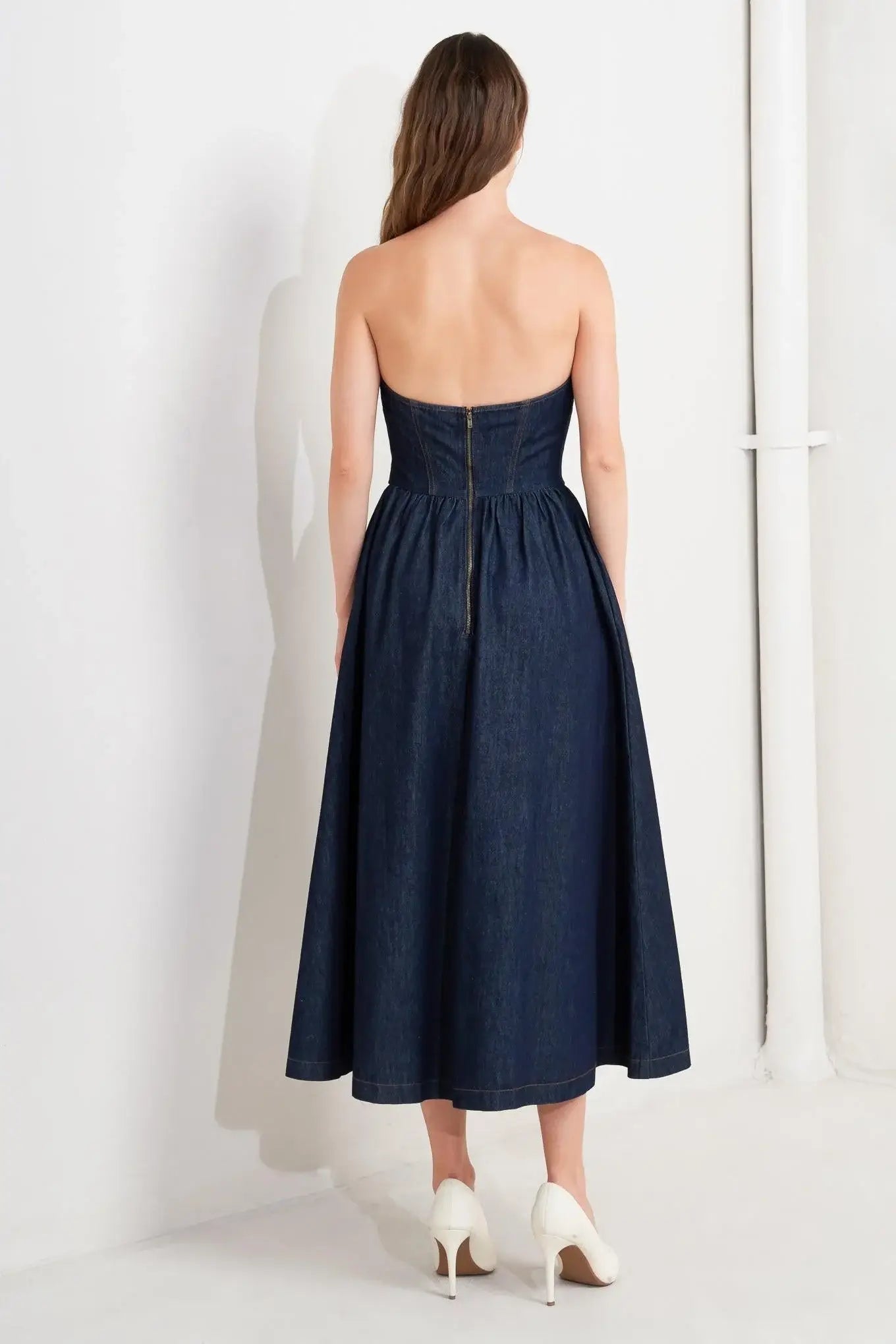 VINTAGE SIREN DENIM MIDI DRESS - Flying Tomato - Flyclothing LLC