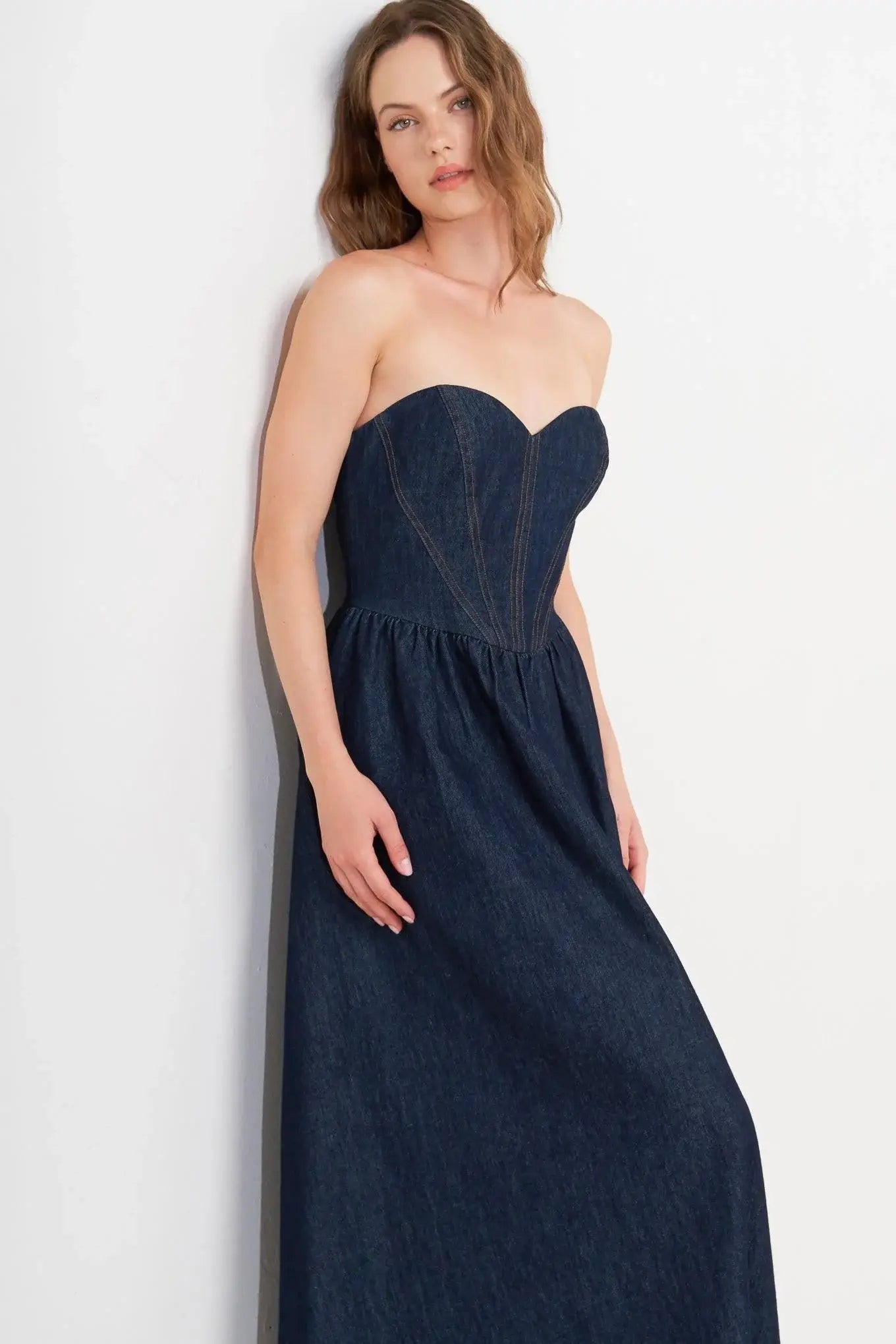 VINTAGE SIREN DENIM MIDI DRESS - Flying Tomato - Flyclothing LLC
